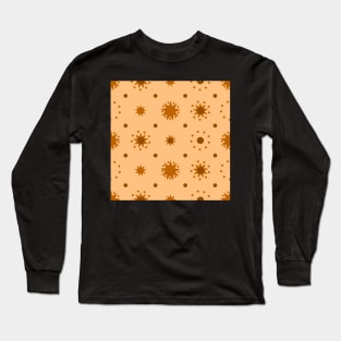 Suns and Dots Brown on Pale Orange Repeat 5748 Long Sleeve T-Shirt